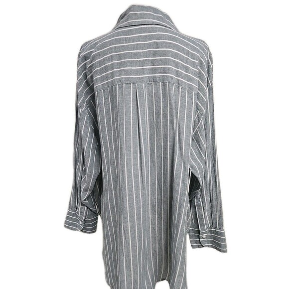 Lane Bryant Button Up Long Sleeve Shirt Striped Linen Cotton Green Women’s 22/24 - Picture 4 of 10